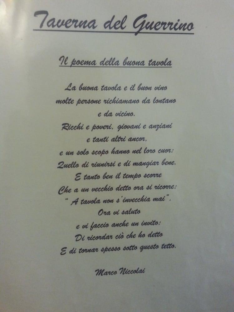 Menu di taverna del guerrino 