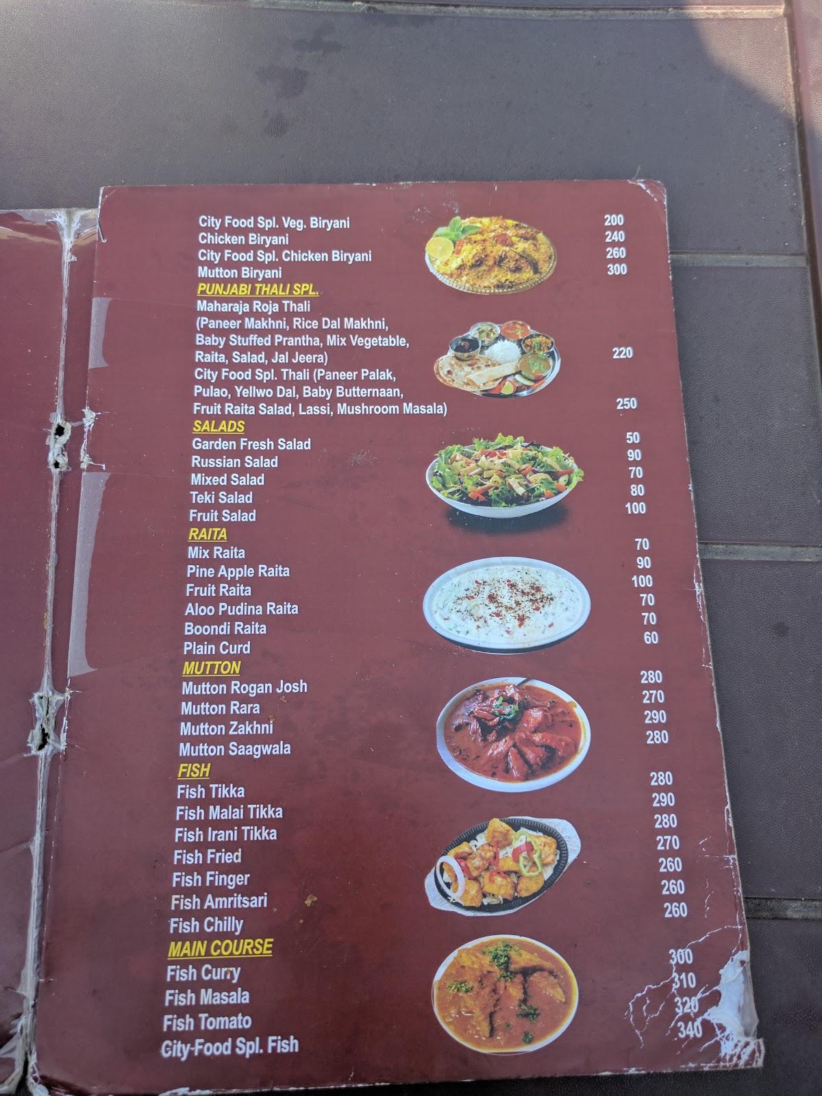 Menu at City Food, Gurdaspur