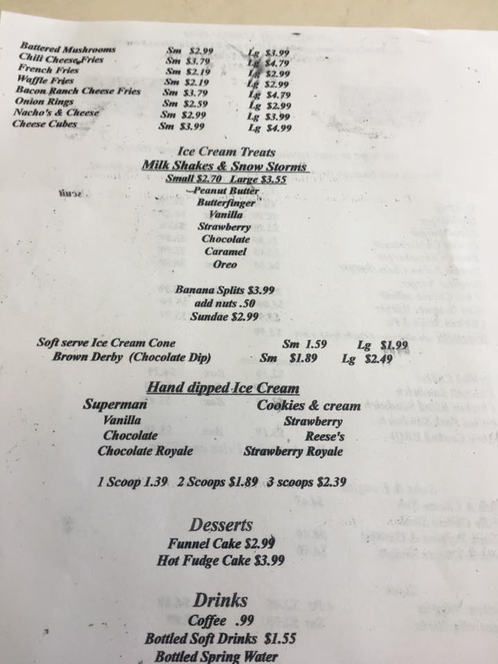 Menu at Dragstrip Dairy bar and carwash, Prestonsburg