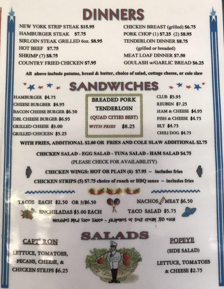 Menu at Rocks Anchor Grill restaurant, Davenport