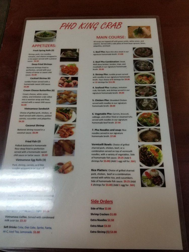 Menu At Pho King Crab Restaurant Union Gap E Washington Ave 104