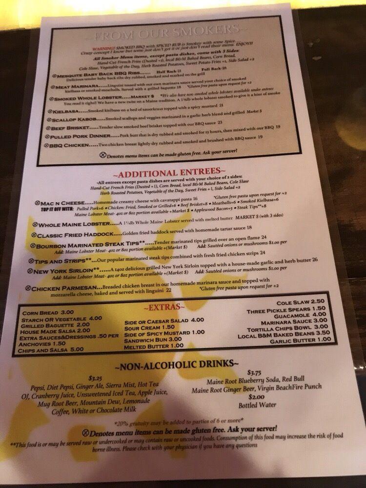 Menu at BeachFire Bar & Grille, Ogunquit