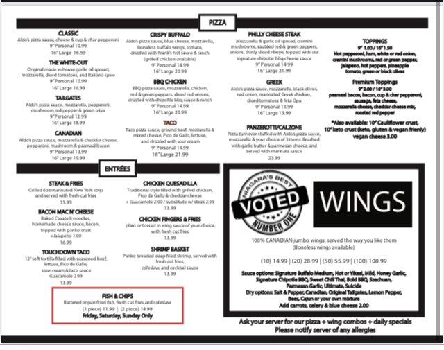 Menu at Tailgates Bar & Grill, Welland