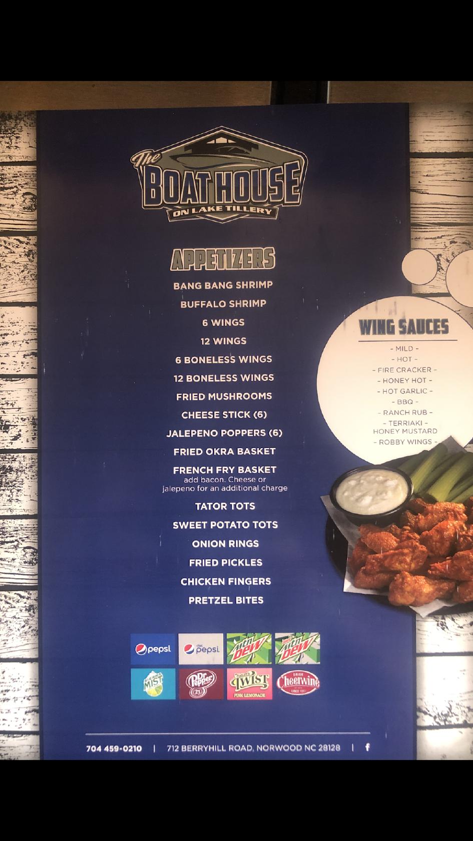 Menu at The Boat House on Lake Tillery pub & bar, Norwood