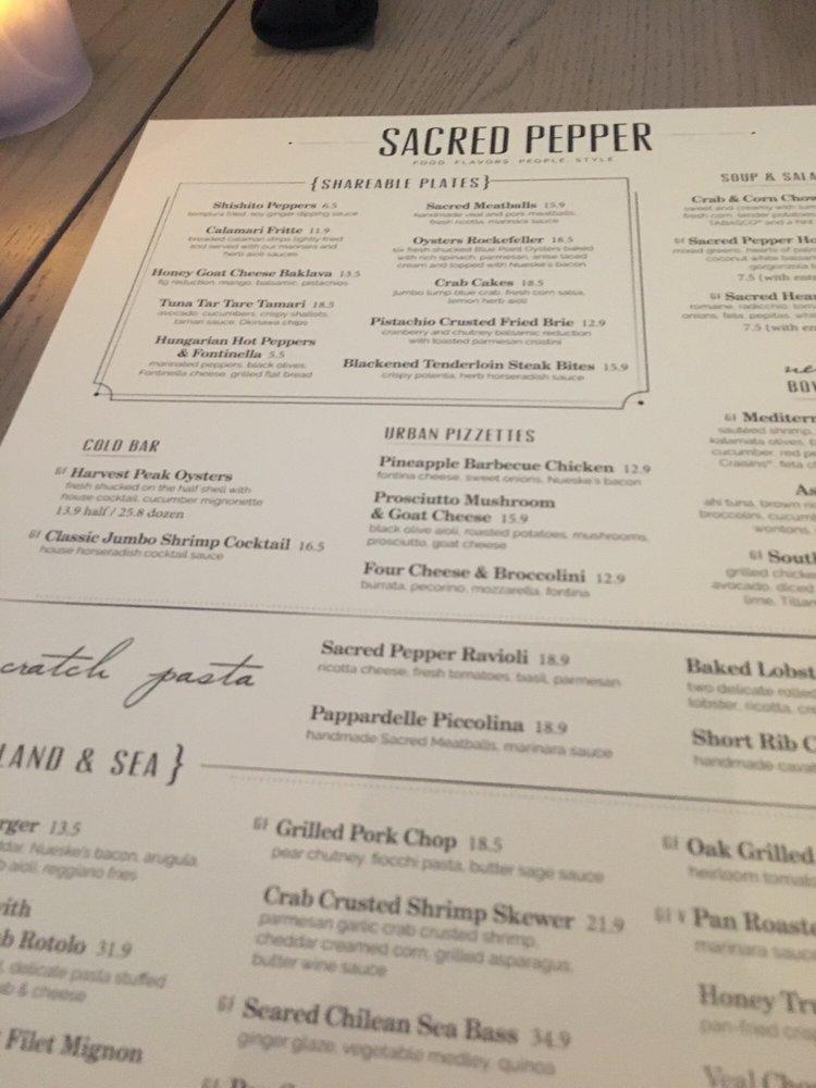 Menu at The Sacred Pepper restaurant, Tampa