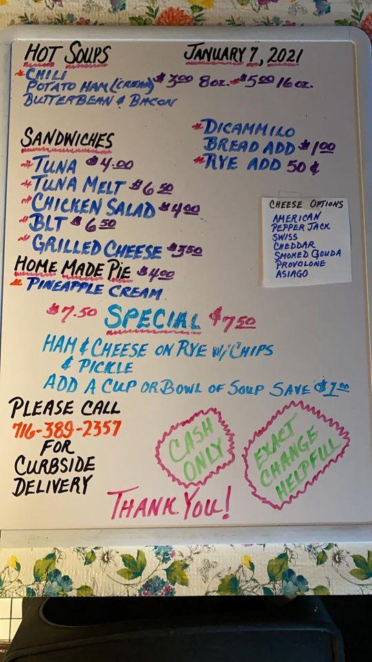 Menu at Soup Lady at the 412 Diner restaurant, North Tonawanda