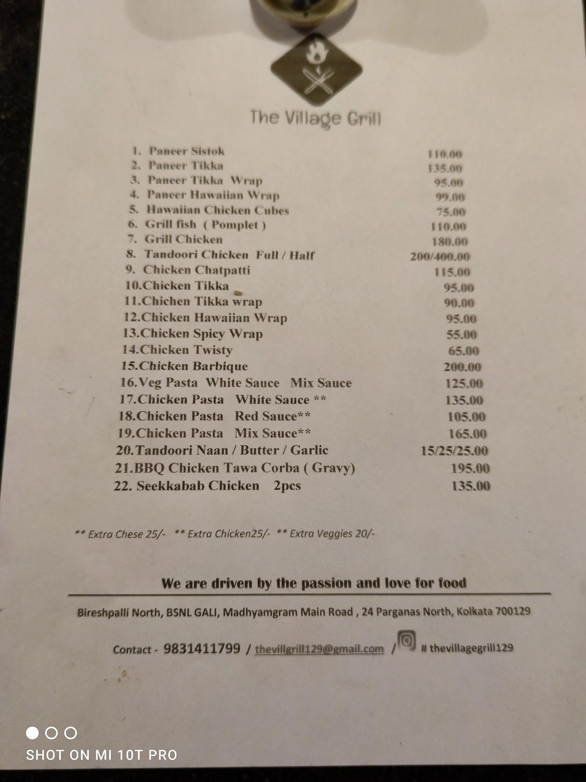 Village store grill menu