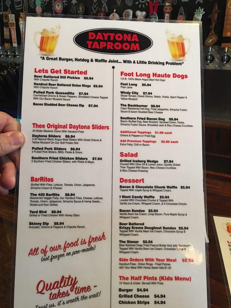Menu at Daytona Taproom pub & bar, Daytona Beach