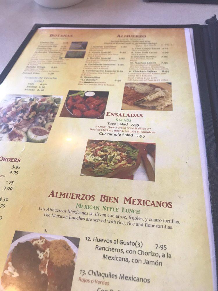 Menu at La Bonita restaurant, Forest Park