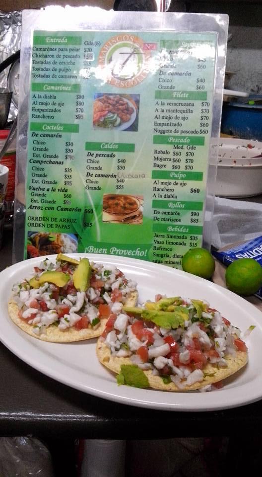 Menu at Mariscos La Escollera restaurant, Nuevo Laredo