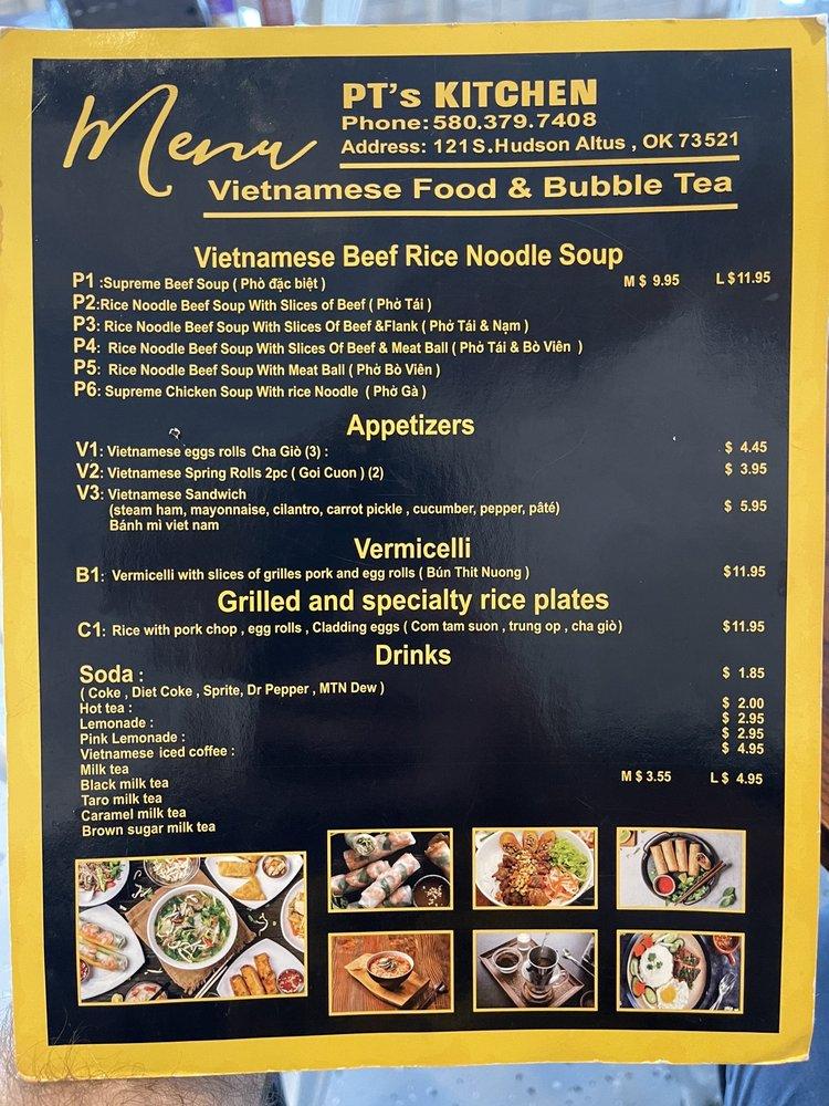 Menu at PT’s Kitchen, Altus