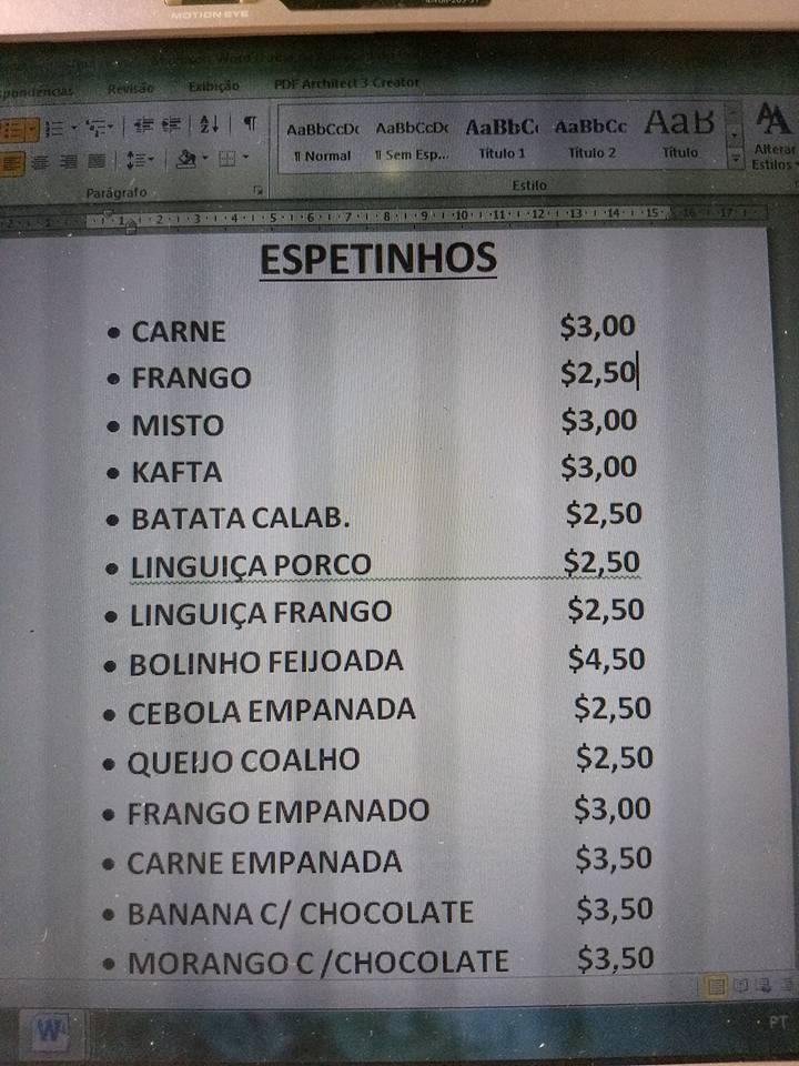 Espeto & Cia Gourmet cardápio