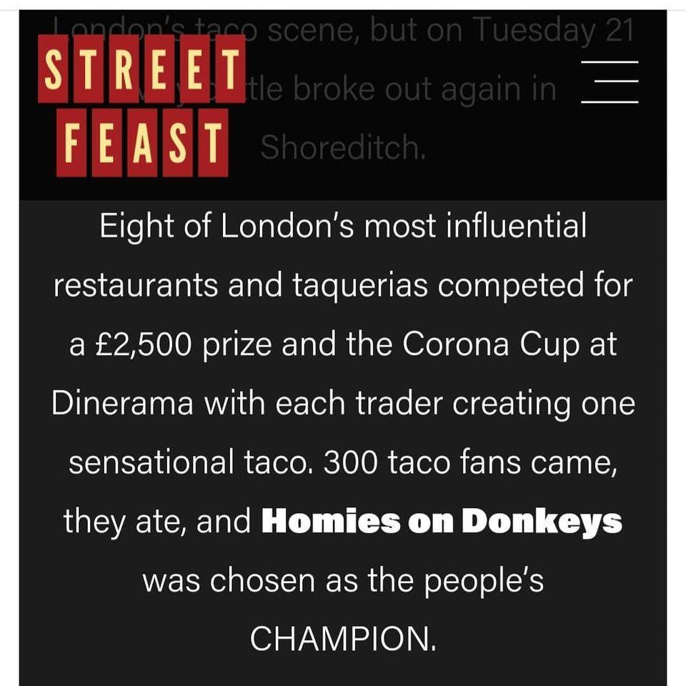 Menu at Homies On Donkeys restaurant, London