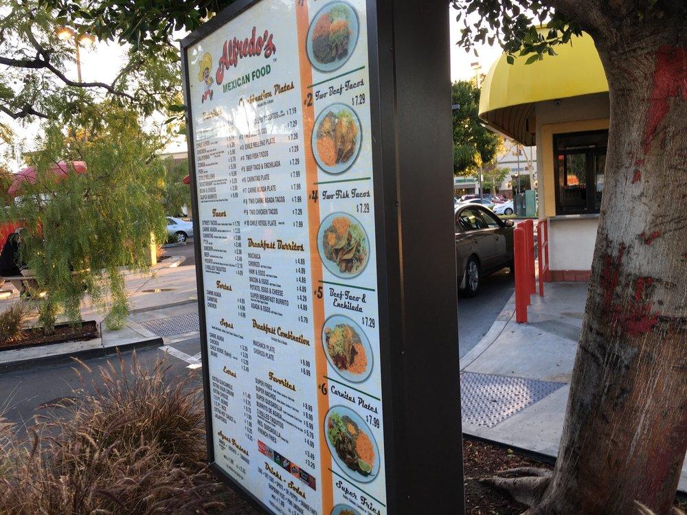 Menu at Alfredo's Mexican Food restaurant, Bell Gardens, Eastern Ave