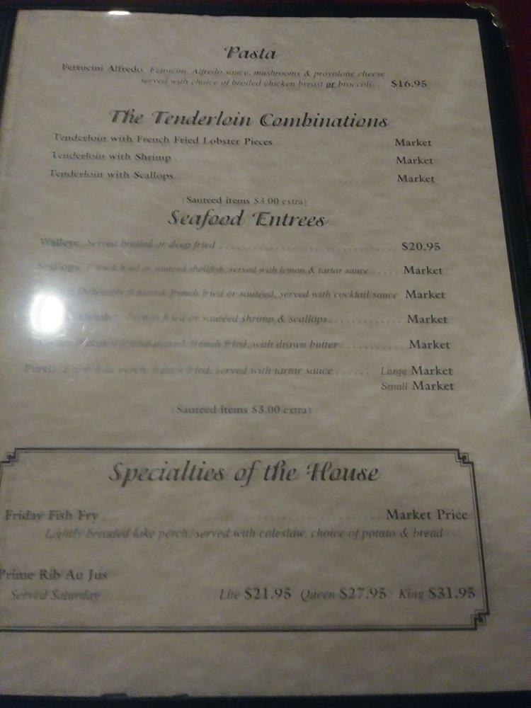 Menu at Rupp's Supperclub (Rupp’s on Washington), Cleveland