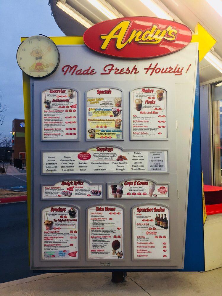 Menu at Andy's Frozen Custard, Rogers, W Walnut St