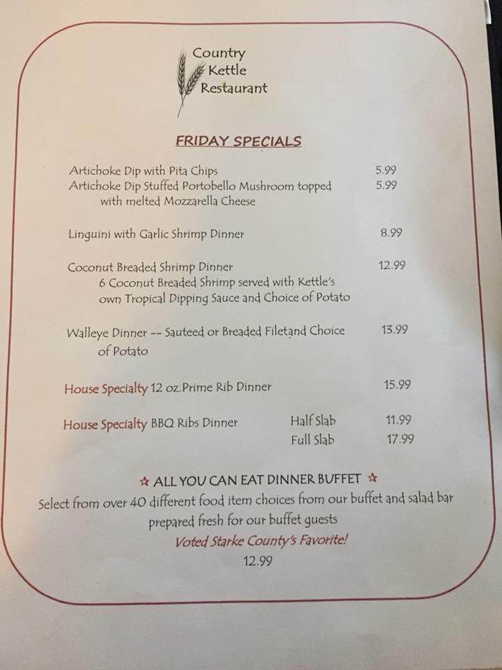 Menu at Country Kettle Restaurant, Knox