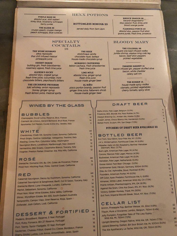 Menu at HEXX kitchen + bar, Las Vegas