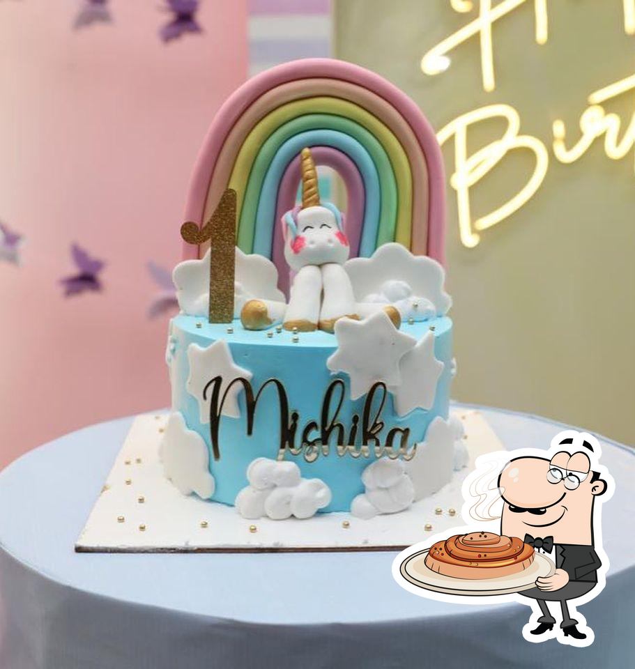 Hiloni Cakes - Like we always say- first birthdays are always special ❤️ A  tall nutella cake in rainbow theme for Shanaya's first birthday 🌈  Call/whatsapp ok 8097455296 to place your order #