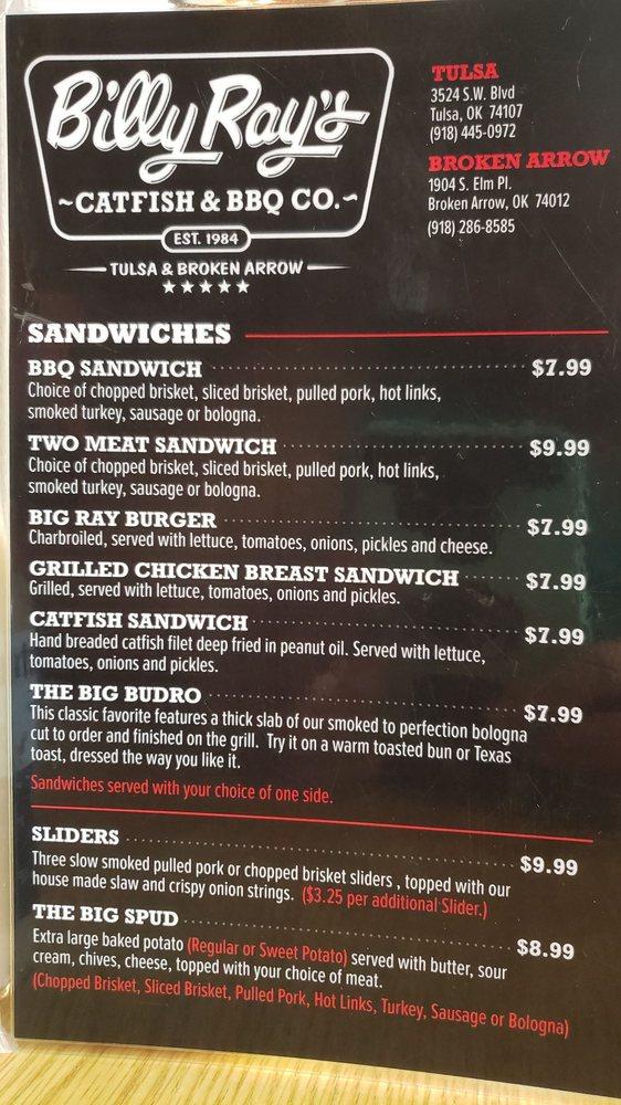 Menu at Billy Ray's Catfish & BBQ Broken Arrow, Broken Arrow