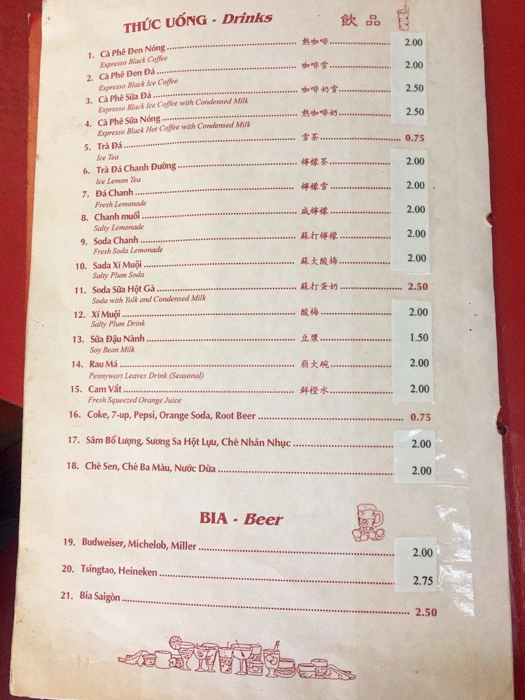 Menu at Phở Bolsa Restaurant, Sacramento, Stockton Blvd A