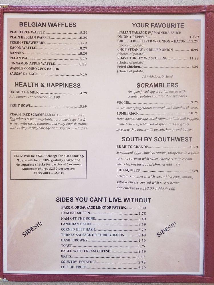 Menu at Peachtree Cafe, Matteson