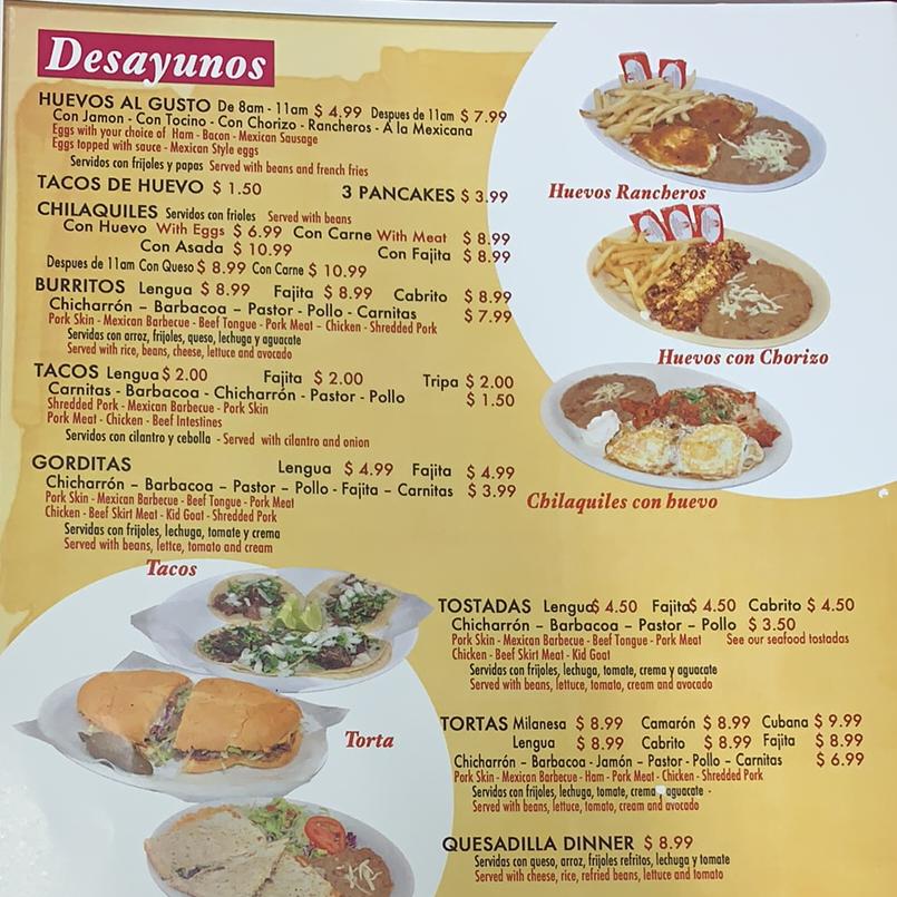 Carta del restaurante ANITAS TAQUERIA, Dallas