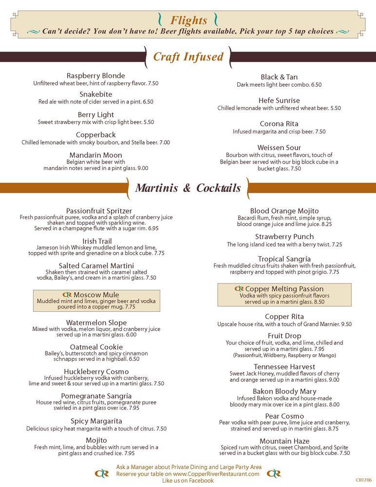 Menu at Copper River Restaurant & Bar, Hillsboro