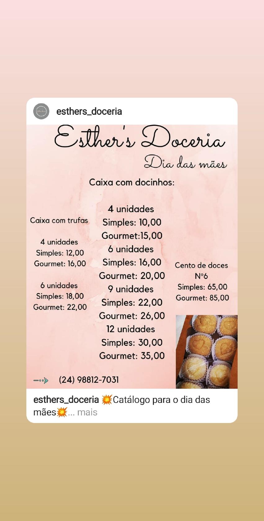 Esther's Doceria cardápio
