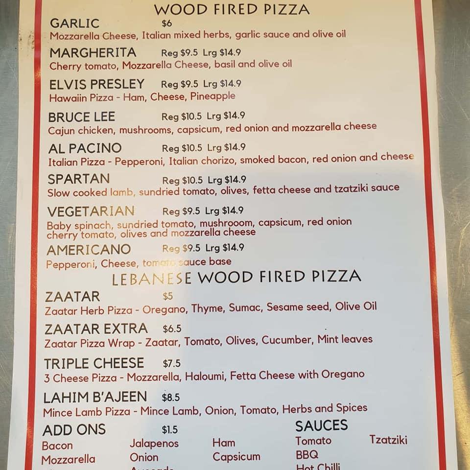 Menu at Woodfellas Pizzeria, Rocklea