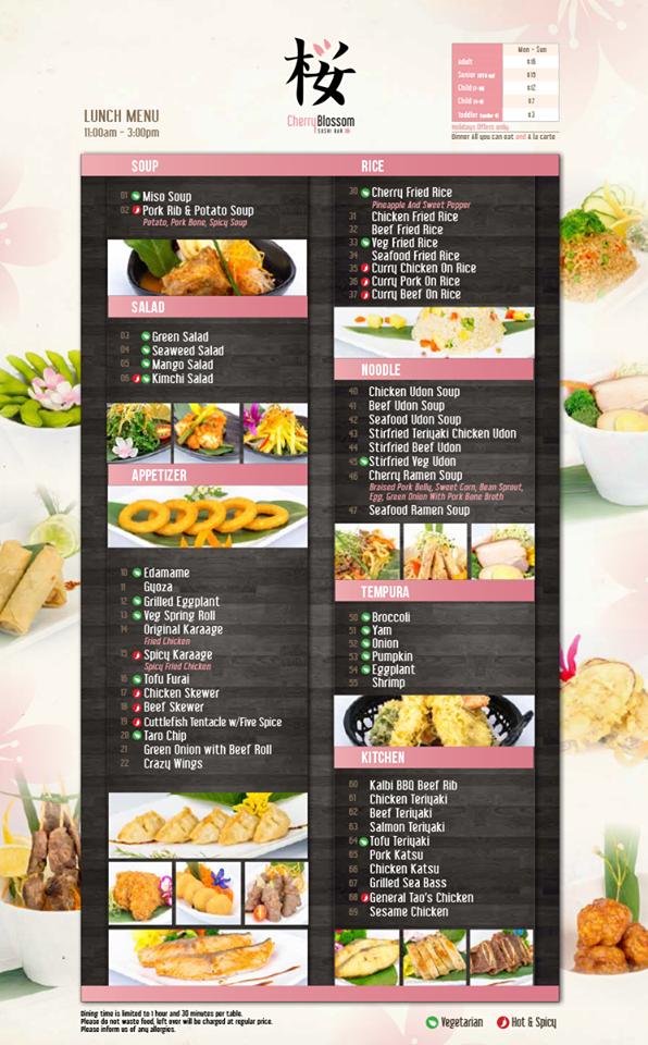 Menu at Cherry Blossom Sushi Bar, Guelph