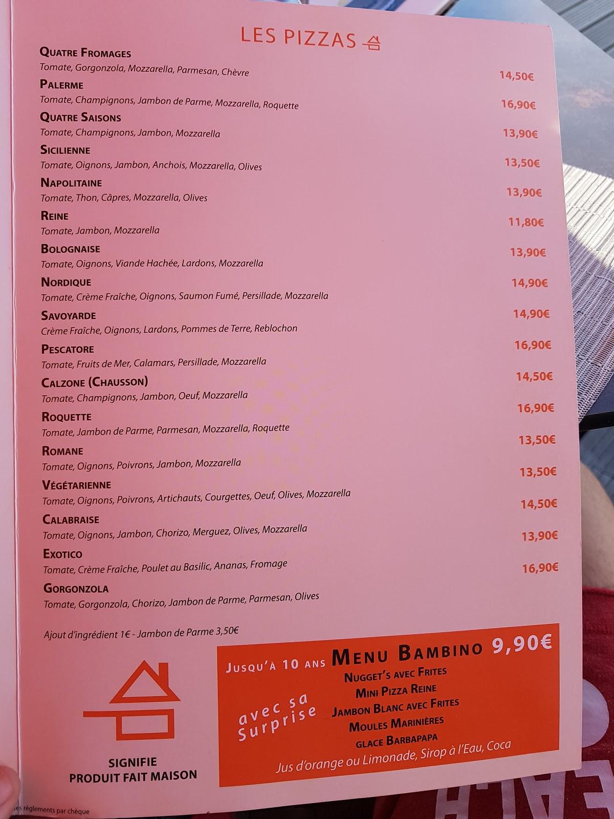 Menu at La Marina restaurant, Royan