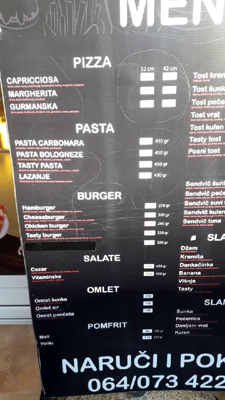 Menu At Tasty Snack Restaurant Ni