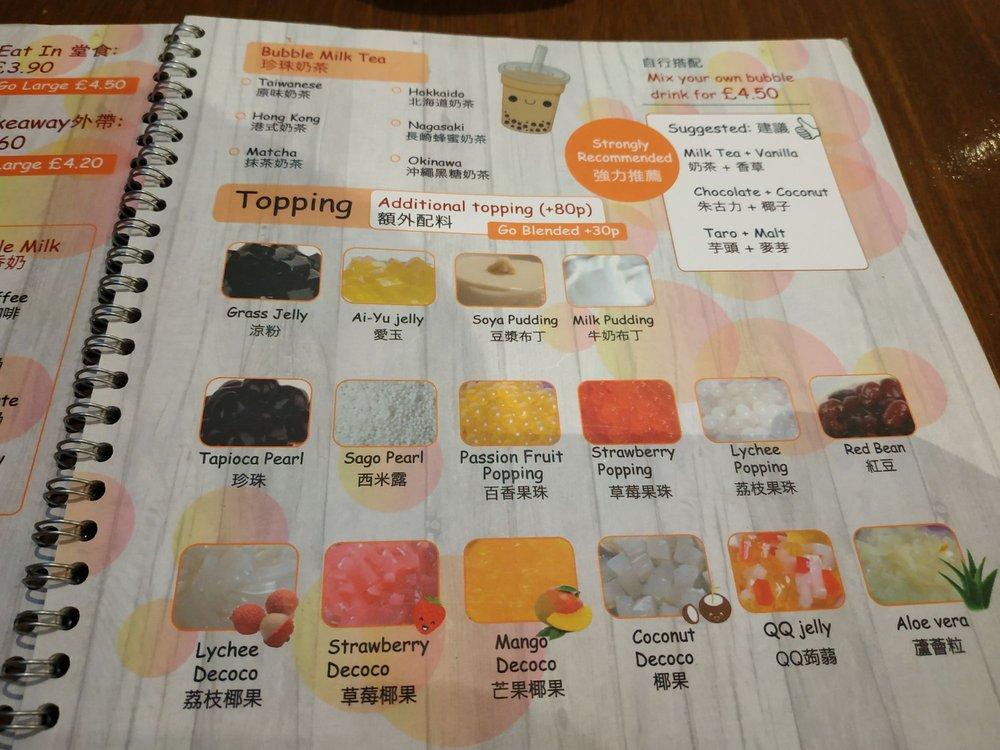 Menu at Candy Cafe, London