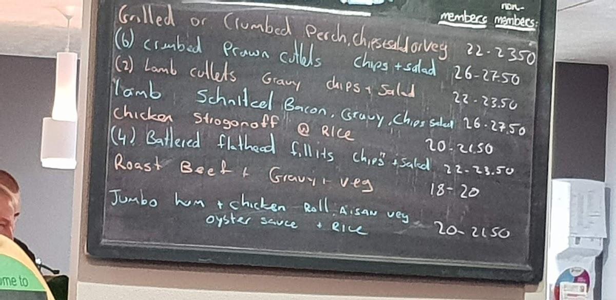 Menu at Woolgoolga Diggers restaurant, Woolgoolga