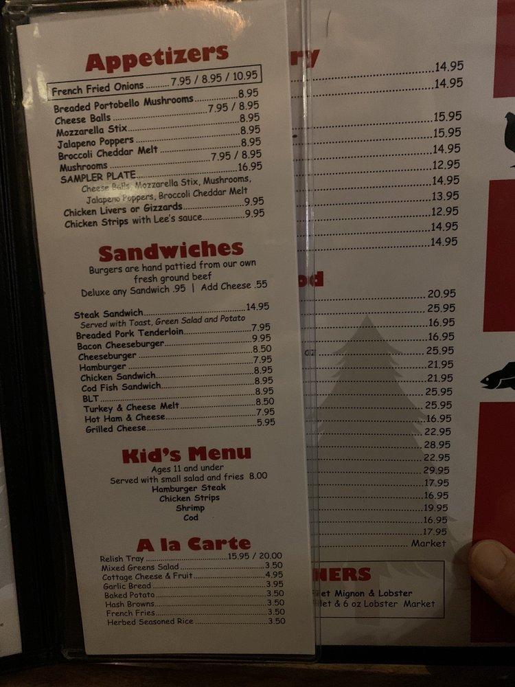 Menu at Redwood Steak House restaurant, Anita
