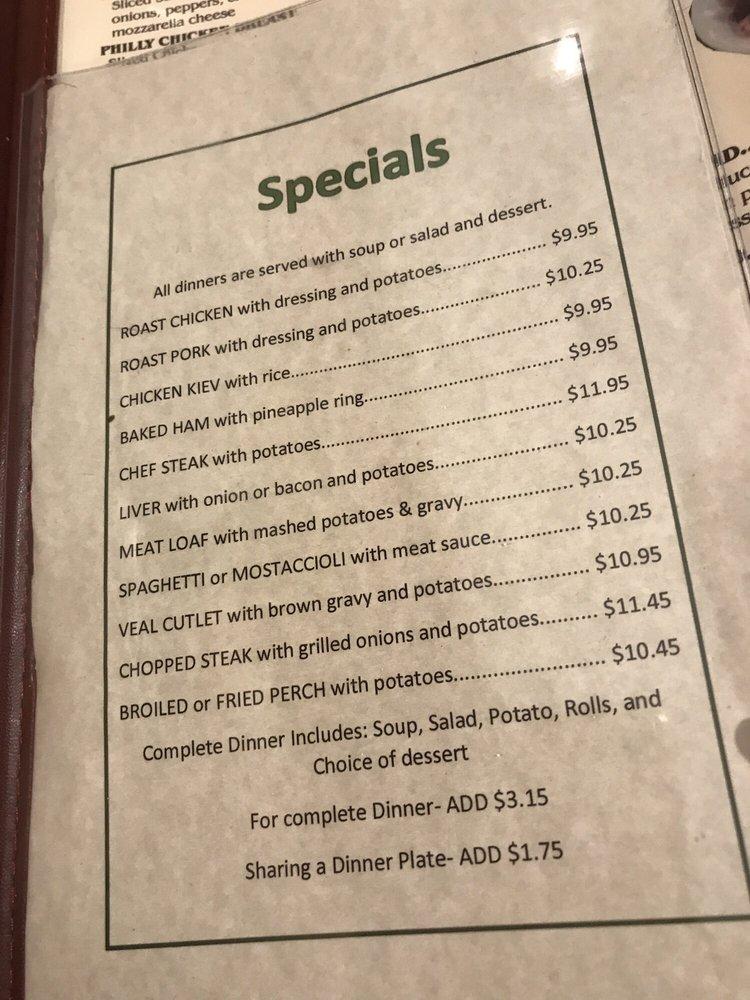 Menu at Al & Andy's Restaurant, Schiller Park