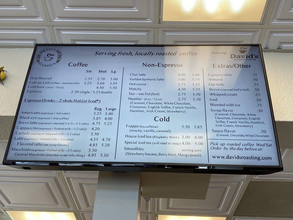 Menu at JAVA GARDEN restaurant, San Diego