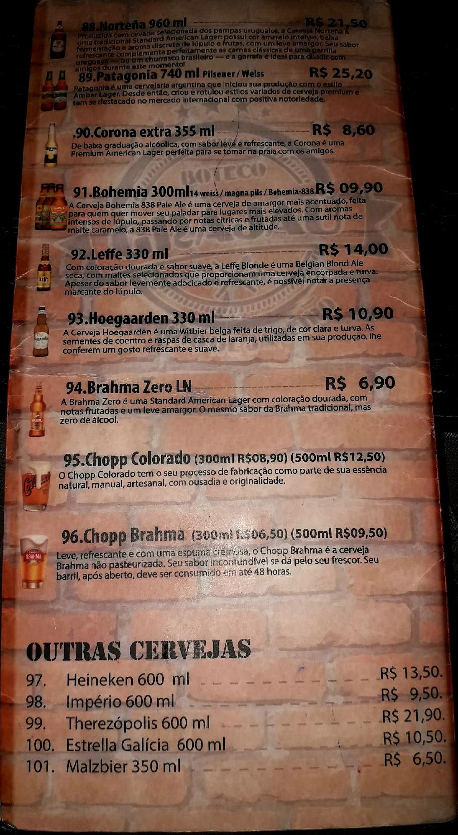 Boteco Grajaú cardápio