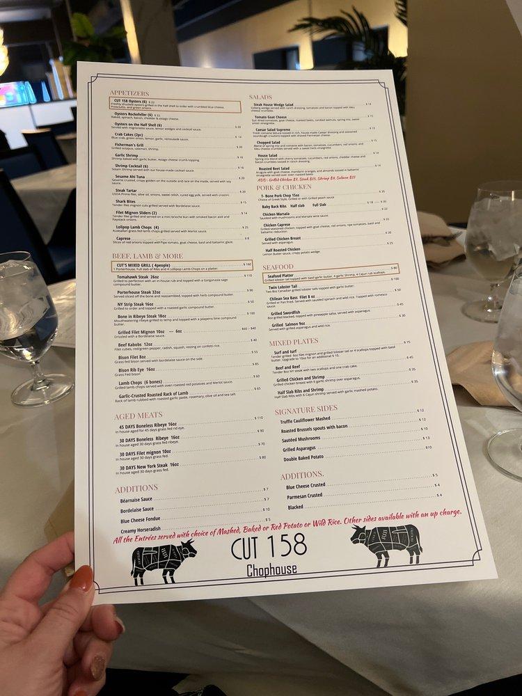 Menu At Cut Chophouse Steakhouse Joliet