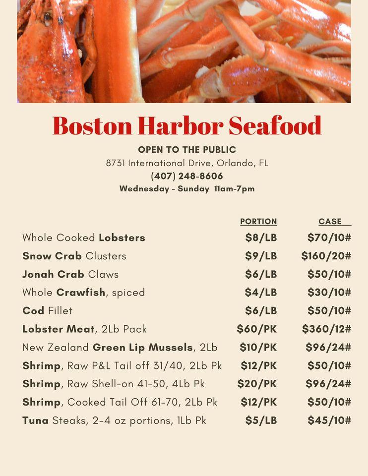 Menu at Boston Lobster Feast restaurant, Orlando, International Dr