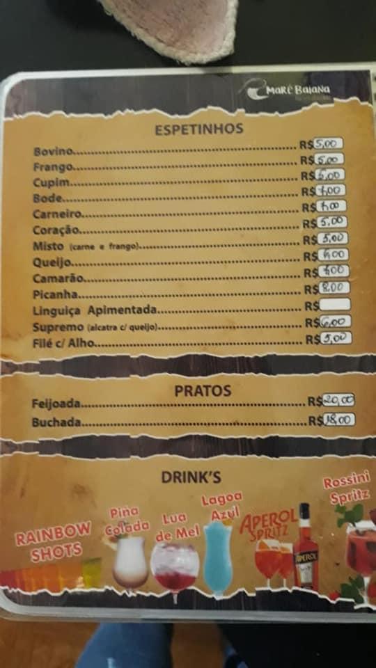 Maré Baiana cardápio