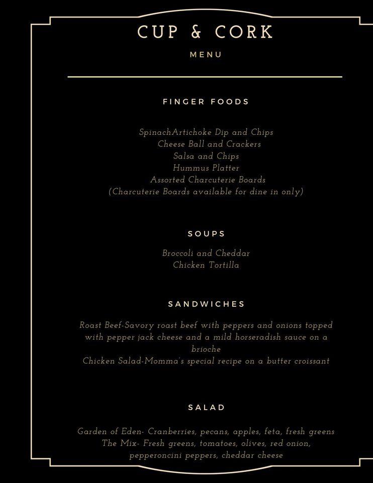 Menu at Cup & Cork LLC pub & bar, Odessa