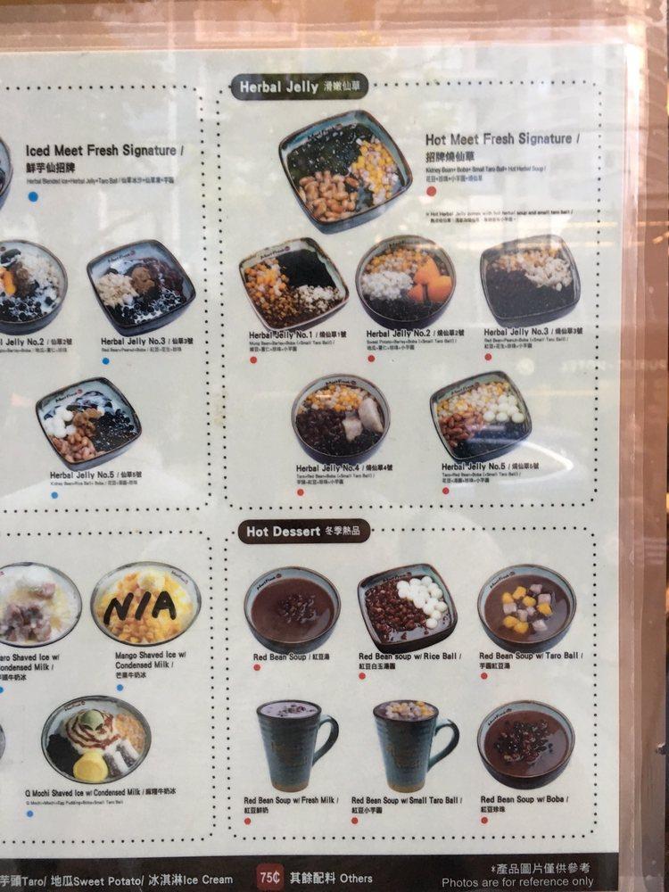 Menu at Meet Fresh desserts, Vancouver