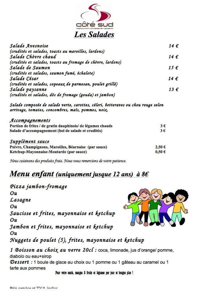 Carta Del Restaurante C T Sud Eppe Sauvage Parc Val Joly