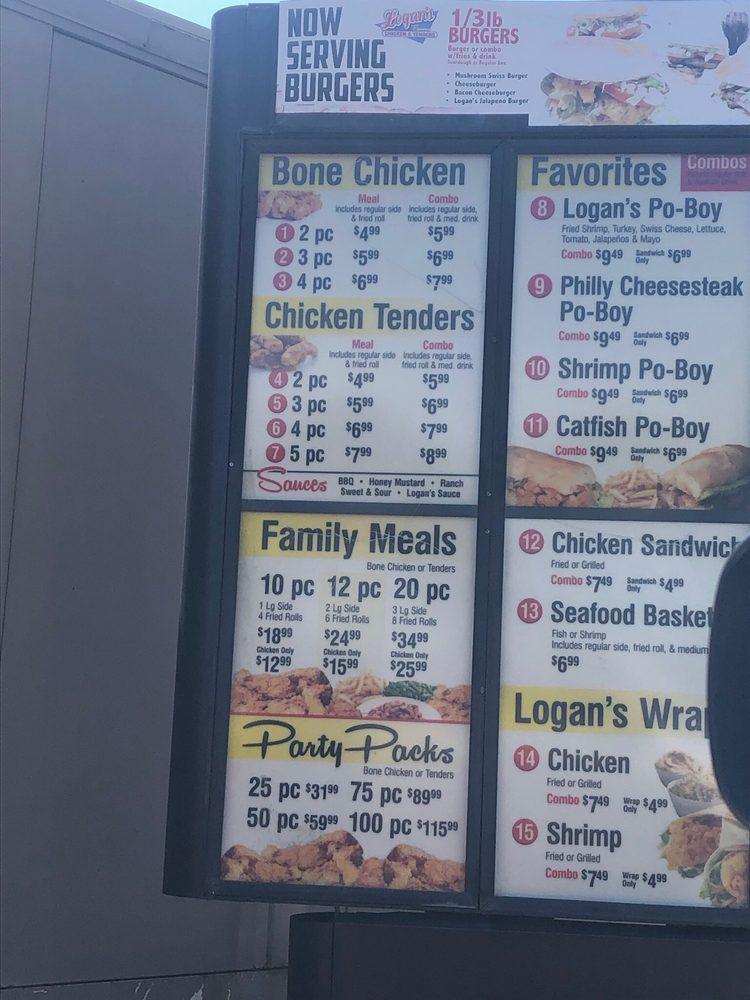 Menu at Logan's Famous Chicken and Tenders restaurant, Picayune