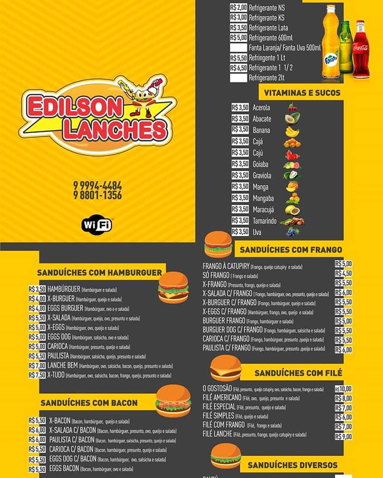 Edilson Lanches cardápio