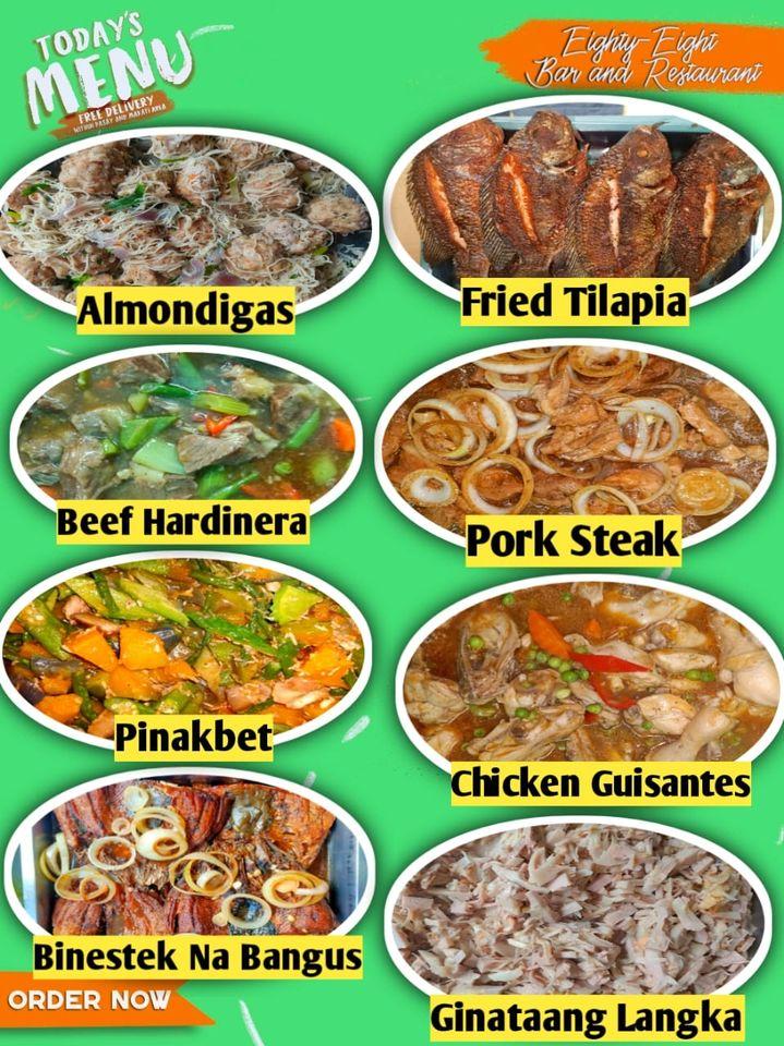 Menu at Eighty Eight Restaurant, Pasay