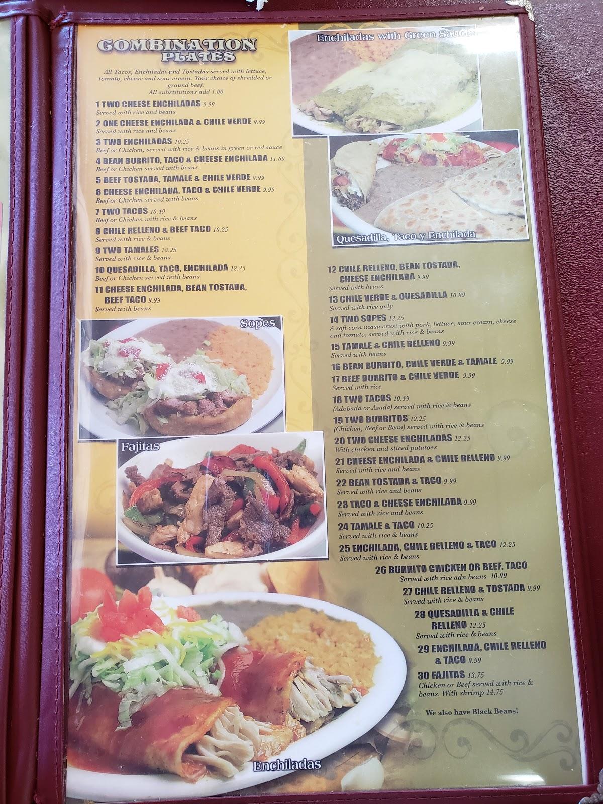 Menu at La Costa Mexican Restaurant, Fortuna