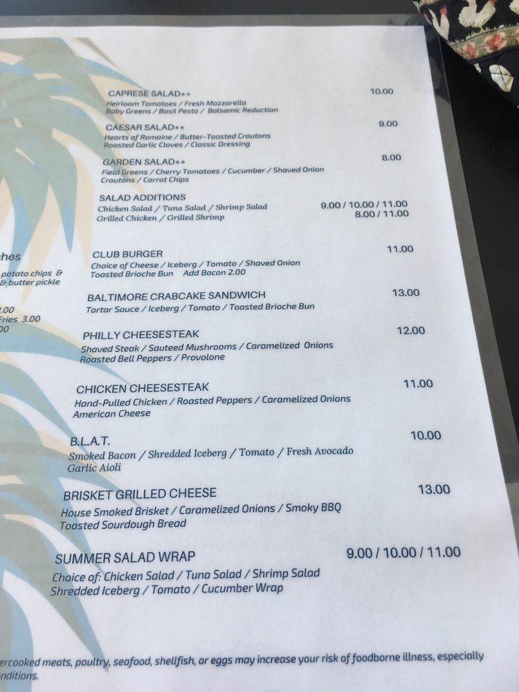 grand baie yacht club menu